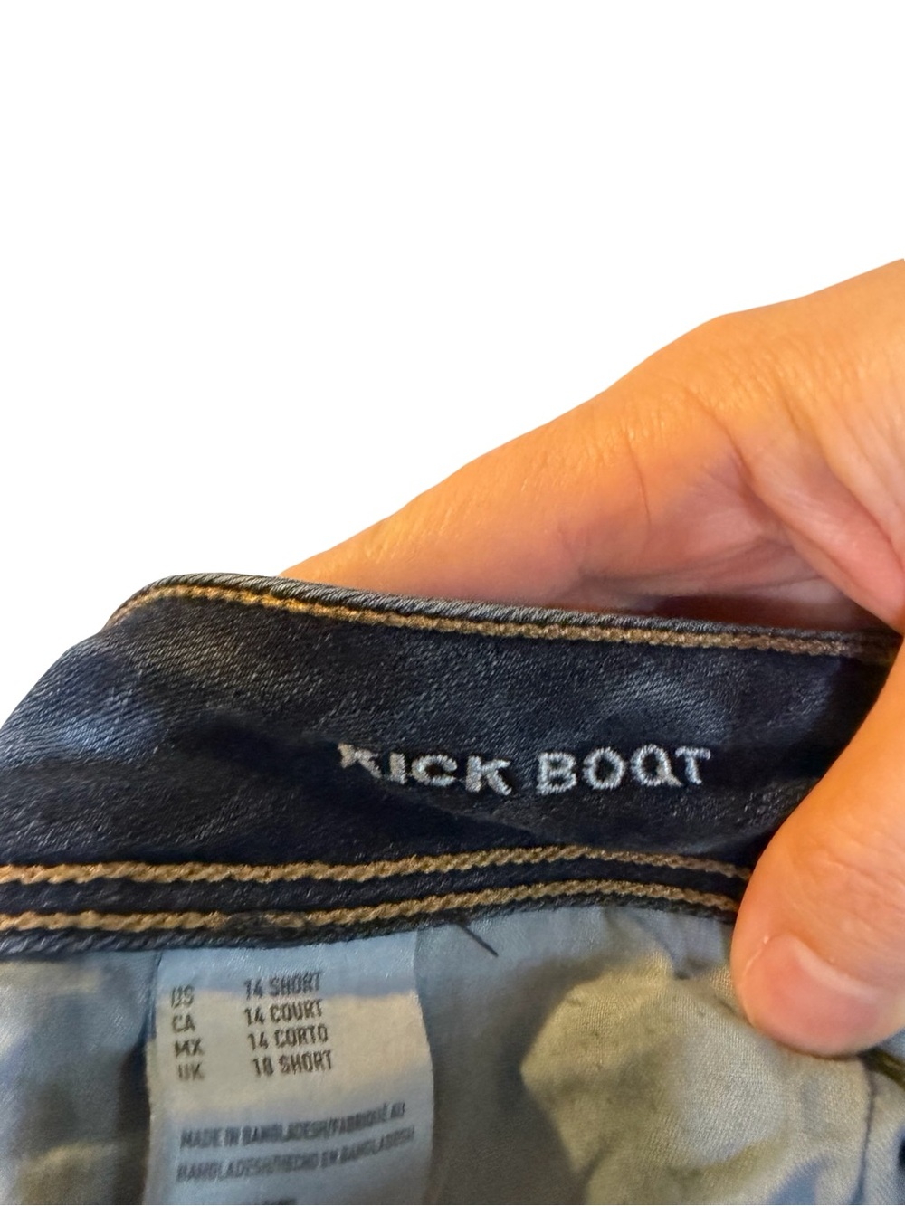American Eagle Outfitters Dark Blue Boot Kick Stretch Jeans Sz 14 Short - Picture 5 of 5